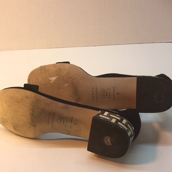 Sacha London Black Suede Sandals with Multi-color Heel Size 7 - Picture 10 of 12